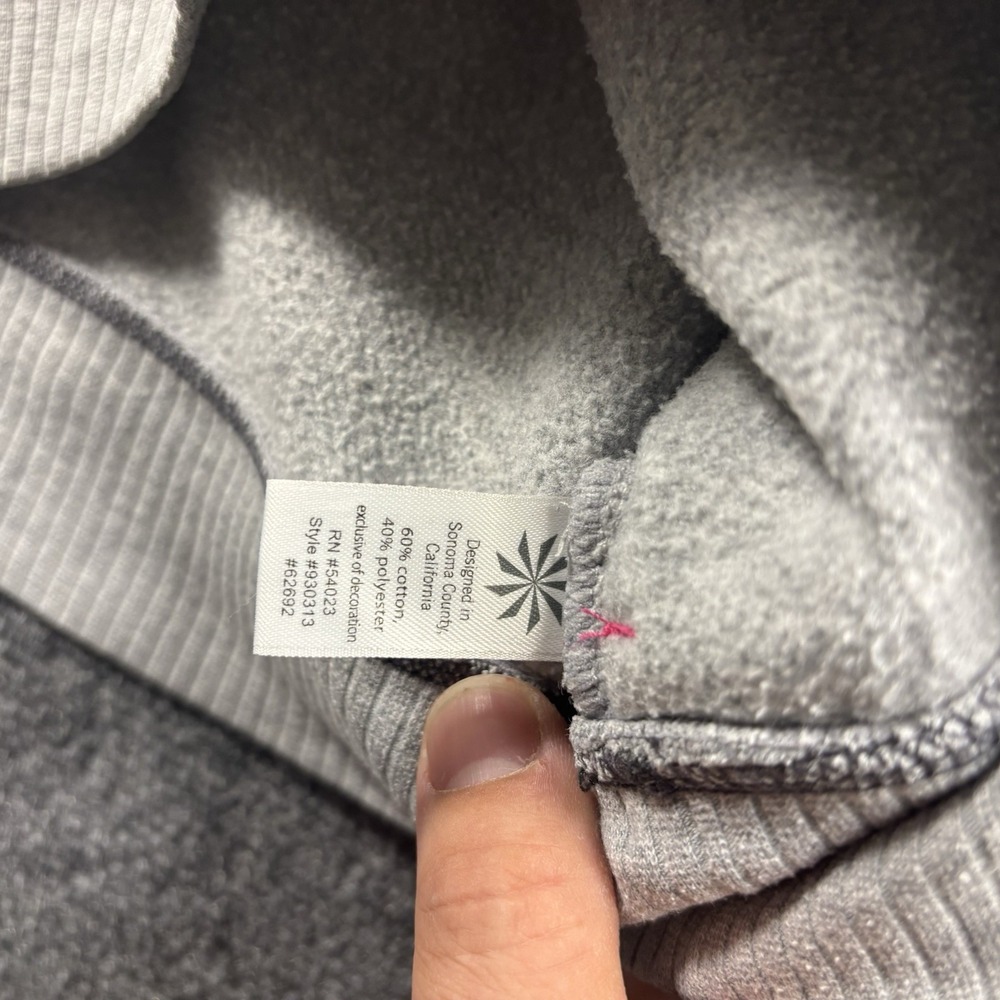 Athleta‎ Hoodie Women's Small Gray scuba Sweatshirt Pullover thumbholes pockets - Picture 8 of 9